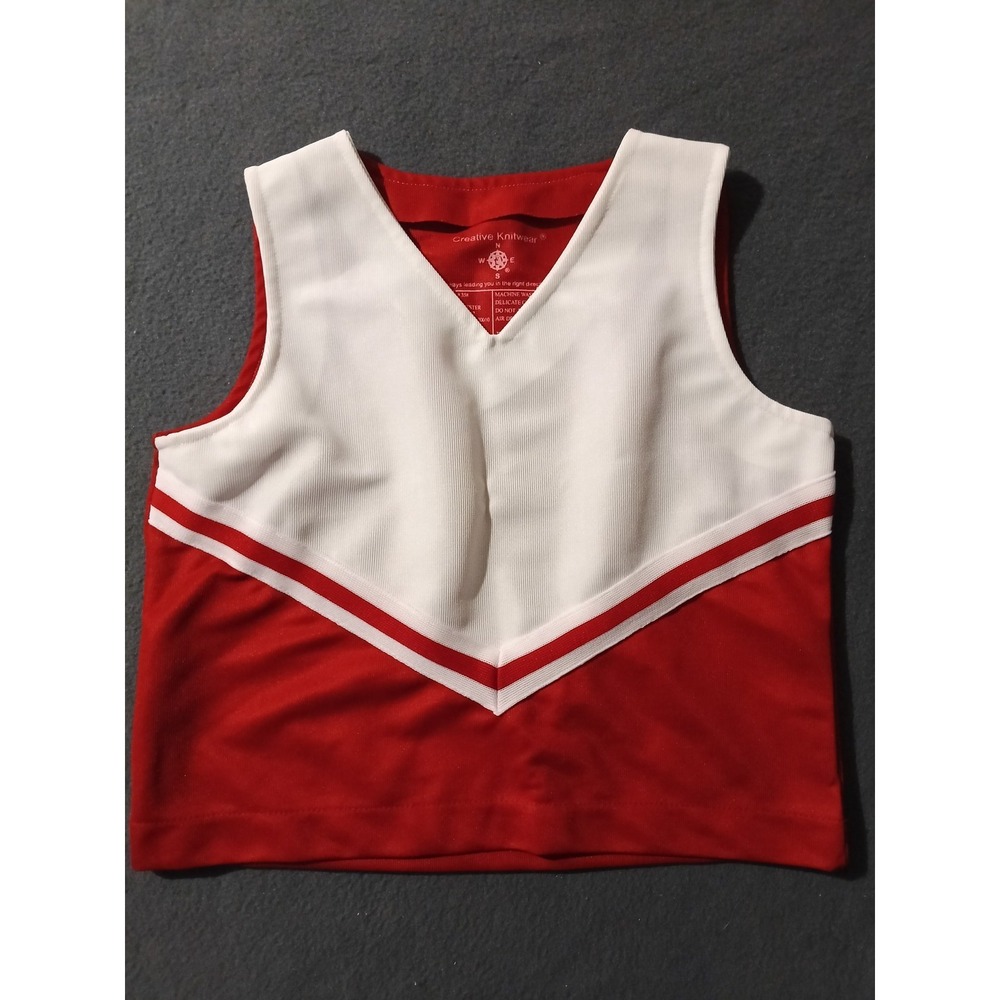 Creative Knitwear Kids Red White Cheer Dance Crop Top Vest Girls Size S